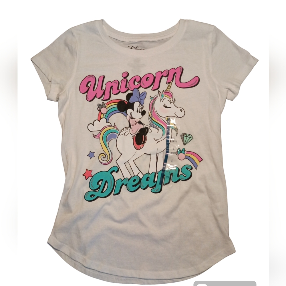 Disney Minnie Mouse Unicorn Dreams white t-shirt size L (10/12) for girls